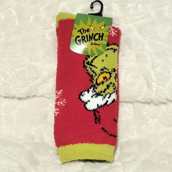 Bioworld Grinch Crew Socks 1 Pair Christmas Womens Sock Size 9-11 Shoes 5-10 New - Picture 3 of 10